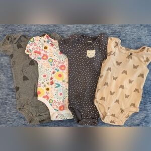 Carter's Bodysuits Set - Gray, Pink, Navy, Cream